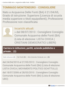 Il profilo politico del Consigliere Tommaso Montenegro (fonte: Corriere della Sera)