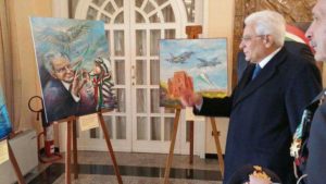 Festa Nazionale della Aeronautica Militare - Il Presidente Sergio Mattarella visita la mostra d'arte nella Base di Gioia del Colle
