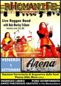 Caffetteria Arena Bob Marley Tribute Rhomanife raegge band