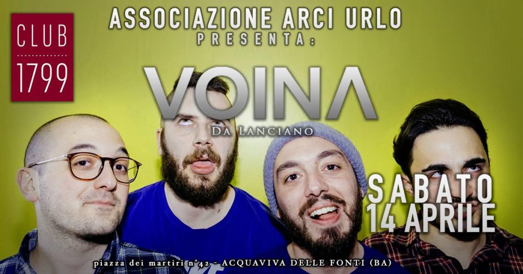 La Associazione Culturale Arci URLO ospita i Voina da Lanciano, un duo rock blues abruzzese con influenze cantautoriali. 